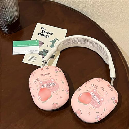 Case Compatible with AirPods Max Headphones, Cute Anime Fruit Soft TPU Anti-Scratch Protective Ear Cup Covers Headphone Cases for Woman Kids Girls - color: Peach