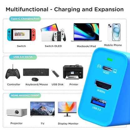70W USB C Charger Dock for Nintendo Switch/OLED, Portable Travel TV Docking Station with 4K HDMI/USB3.0/PD Charging Port, Fast Charging Adapter with USB-C Cable for Laptop, Mobile Phone, Steam Deck - size: 1 Pack