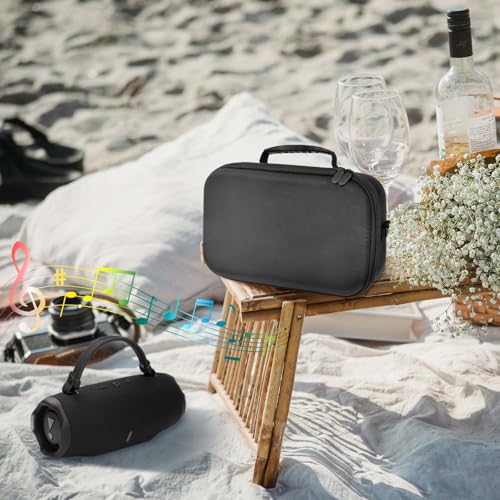 ANKHOH Hard Travel Case for JBL Charge 6 Speaker with Shoulder Strap | Fixed tray, elastic strap and zippered mesh pocket organize the speaker, charger and cables, Black, Case Only - color: Black