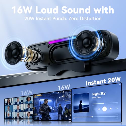 OHAYO Computer Speakers for Desktop PC Monitor, USB Plug-in, G-Sensor