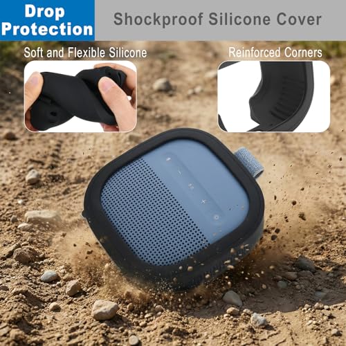 1 Pack Silicone Case for Bose SoundLink Micro 2nd Gen Speaker, Shockproof Protective Skin Cover Sleeve Soft Silicone Cover (Case Only) (Black) - color: Black