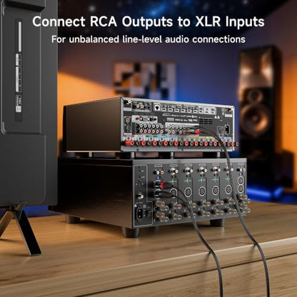 Cable Matters Dual RCA to XLR Cable, Dual RCA Male to Dual XLR Male, 6ft | Unbalanced Stereo Interconnect Cable, M-M, for Receivers, Amplifiers, Mixers, Powered Speakers, and Subwoofers - size: 6 ft