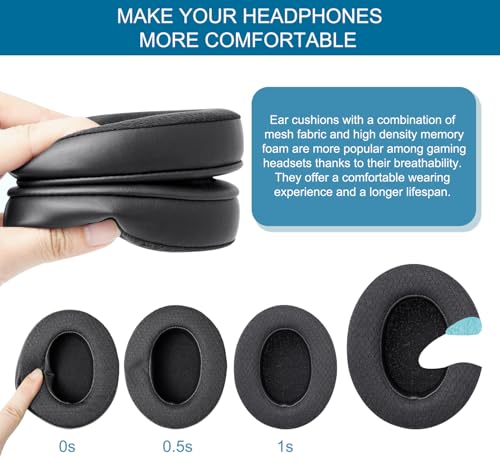 Replacement Ear Pads for Sennheiser HD280/HD280-13/HD280-Pro/HD281 - Black | Also for HMD280 / HMD280 Pro / HMD280-13 / HMD281 / HMD281 Pro Headphones, Earpads Cushions with Upgrade Memory Foam