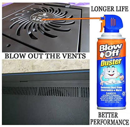 Compressed Air Duster Can MAX Professional Cleaner 1111 Blow Off Non-toxic & No Bitternt 8oz. Stop the Build-up of Dust in Your Electronics, Clogging up the Cooling Fan. Pack of 2