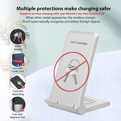 2 in 1 Wireless Charger,Foldable 20W Fast Wireless Charging Stand Compatible with iPhone 16/16 Pro/15/14/13/12/X/AirPods,Dual Phone Induction Charge Station for Samsung,Pixel,Xperia,LG(No Plug) - color: White