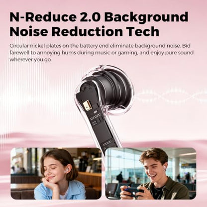 SoundPEATS Air6 HS LDAC Hi-Res Wireless Earbuds, Bluetooth 6.0, 13mm Driver | LDAC Hi-Res Audio Certified, 13mm Triple-Magnet Driver, 2MIC ENC, IPX5 Waterproof, Dynamic EQ, 45H, Bio-Composite Diaphragm - color: Pink