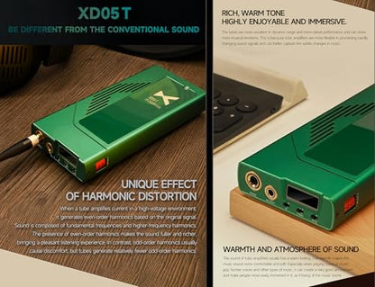 xDuoo XD05 T Portable DAC & Tube Balanced Headphone Amplifier - 1500mW AMP ES9039Q2M MQA DAC DSD512 32Bit/768kHz Bluetooth5.1/USB/Coaxial/Optical/AUX Input