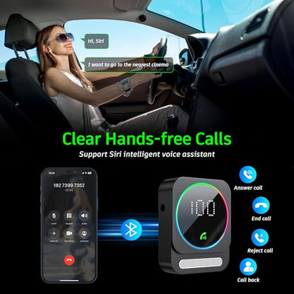 Bluetooth 5.3 Receiver for Car, Wireless Audio Adapter for Car/Home Stereo/Wired Headphones/Speaker, Bluetooth Aux Adapter, Dual AUX Outputs, RCA AUX 3.5mm Music Receiver - color: Black