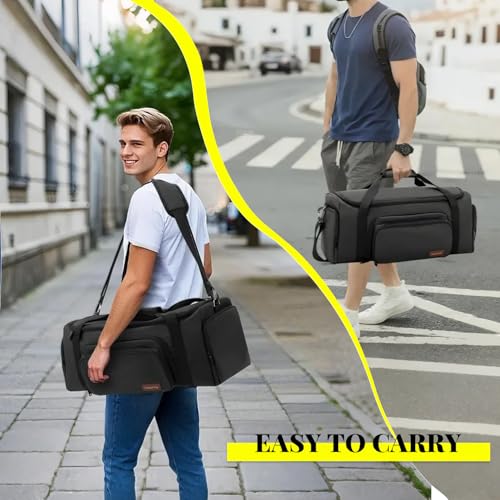 Speaker Bag Compatible with JBL PartyBox On The Go & On-The-Go Essential | Portable Speaker Carry Tote with Pockets for 2 Mics, Cables & Chargers, Top & Front Openings for Playback, Bag Only, Black - color: Black