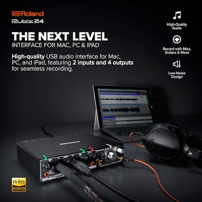 Roland Rubix24 2-In/4-Out USB Audio Interface | High-Resolution Audio | Record with Mics, Guitars, Keys & More | Compact & Durable Build | Compatible with Mac, PC & iPad | Expanded I/O Features - style: 2-in/4-out