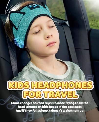 KIDSBAND Kids Headphones for Plane, Wireless Headband Adjustable, Does Not Press The Ears, Convenient for Long-Time Use, Headphones for Boys,Girls,Sleeping,School,Air Travel,Smartphones,Tablet - color: Green