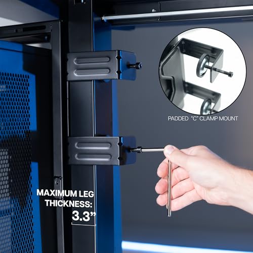 VIVO Adjustable Clamp-on Desk Leg Large PC Mount, Under Desk CPU Storage, Computer Case Holder with Tool-Free Installation, Black, Mount-PCLC1 - size: Large