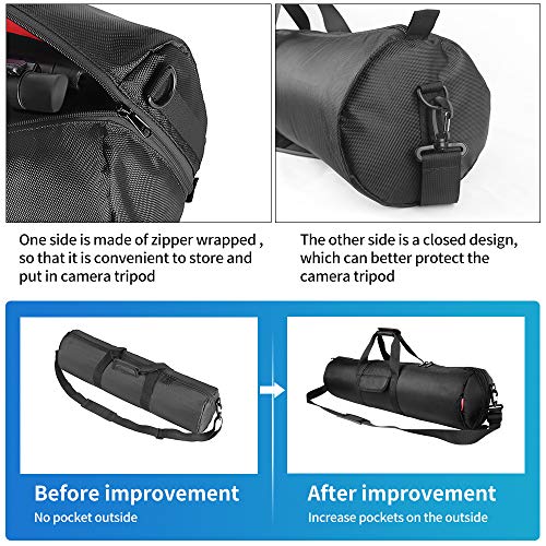 HEMMOTOP Tripod Bag All-Around Thick Padded Case Portable 25.6x7 in R06518 | Heavy Duty, Nylon, Hand-Held and Shoulder-Back, 2 Zippered Pockets, for Carrying Speaker Stand, Mic Stand, Telescope - size: 25.6" L x 7" D