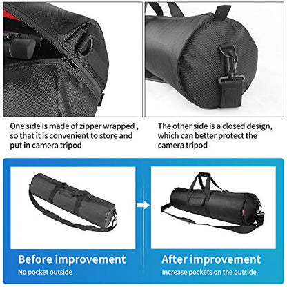 HEMMOTOP Tripod Bag All-Around Thick Padded Case Portable 25.6x7 in R06518 | Heavy Duty, Nylon, Hand-Held and Shoulder-Back, 2 Zippered Pockets, for Carrying Speaker Stand, Mic Stand, Telescope - size: 25.6" L x 7" D