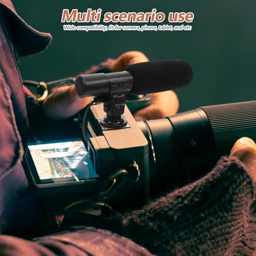 Veemoon Interview Microphone for Camera and Camcorder, Black ABS Stereo