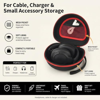 Comecase Headphone Case Compatible with JBL Tune 720BT 770NC, Black | Hard Shell Travel Storage for Foldable Over-Ear Headphones, with Mesh Pocket for Cables. Case Only, Headphones Not Included - color: Black