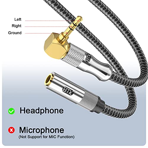 EMK Premium 90° 3.5mm Headphone Extension Cable (10Ft/3M) - Right-Angle TRS Stereo Aux Extension Cord for Laptops, Smartphones & Audio Devices - Space-Saving Angled Design, Gold-Plated Connectors - size: 10 Feet, style: 90° 3.5mm Headphone Extension Cable