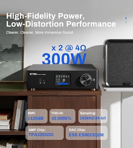 P30 300W x 2 Multiroom Streaming Amplifier Stereo Music Streamer with ESS ES9023Q2M DAC & TI TPA3255DD Amps, 3" LCD Screen, WiFi, BT, Remote Control, PC in, HDMI ARC, Optical, RCA I/O Ports