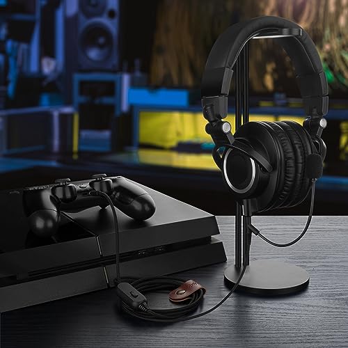 GEEKRIA Boom Mic Headphones Cable Compatible with ATH-M70x/M50x/M40x, 2.5mm Jack Nylon Braided Replacement Cord with Boom Microphone and Volume/Mute Control for Gaming & Meeting (5.6 ft)
