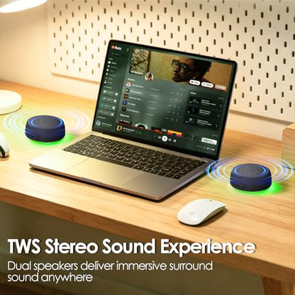 Dual Bluetooth Speaker Set with TWS & Magnetic Base Wireless Speakers - color: Black