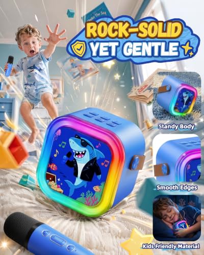 IROO Karaoke Machine for Kids Birthday Gifts for Girls Ages 4-12+ Years Old | 2026 Toys Ideas with 1-Month Karafun Premium, Mini Bluetooth Speaker With 2 Wireless Mics, MP3 Player for Family Home Party - color: Limited Edition Shark