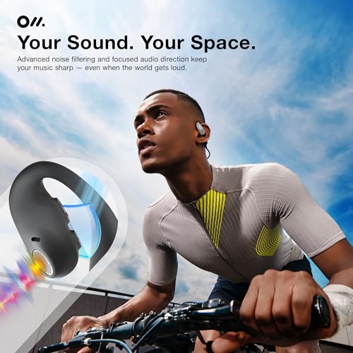 Oladance OWS Sports True Wireless Open-Ear Headphones, IPX8, 15H Playtime | Multi-Point Connectivity, Bluetooth 5.3, Durable Neckband, Virtual Bass 2.0, Liquid Silicone, Amplifier Chip - color: Silver