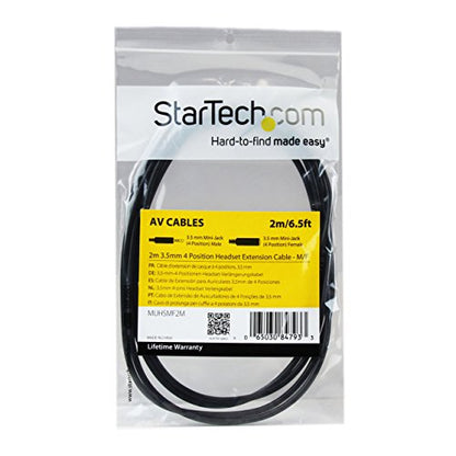StarTech 2m Slim 3.5mm 4 Position TRRS Headset Extension Cable (MUHSMF2M)