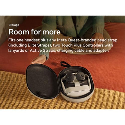Meta Quest Carrying Case — Works with Meta Quest 3/3S — Premium Style and Protection — Fits Quest 3/3S, Touch Plus Controller, Headstrap, Active Straps, Charging Cable and Adapter | Felt shell with snag-free zipper and plastic compartments for Quest 3, To