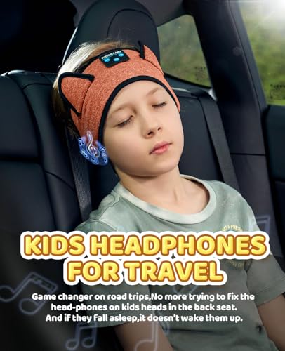 Baby Headphones, Kids Headphones Bluetooth Headband Adjustable, Wireless Headband for Kids with Wired Playback 3.5 MM Jack for Teens/Boys/Girls/Smartphones/School/Airplane Travel/Tablet - color: Orange