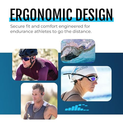 H2O Audio TRI 2 Multi-Sport Waterproof Headphones with Charging Case - Bone Conduction Open Ear Underwater Headphones for Running, Cycling, and Swimming - Bluetooth and Built-in MP3 Player (Blue) - color: TRI 2 Blue + Charging Case