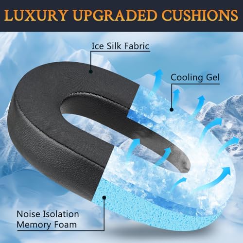 SOULWIT Cooling Gel Earpads Replacement for Razer BlackShark V3/BlackShark V3 X HyperSpeed Wireless Gaming Headsets, Ear Pads Cushions with Ice Silk Fabric, High-Density Memory Foam - Black