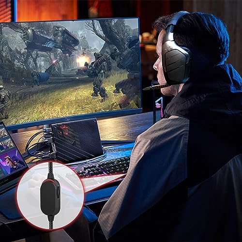 AW920H Detachable Gaming Headset Cable Compatible with Alienware AW720H AW310H AW510H 988 Alienware Dell Gaming Headset,Nylon Braided Wire with Inline Mute Switch and Volume Controller(5.5ft) - color: Black