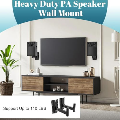 ForoGore Heavy Duty PA Speaker Mount Bracket Support up to 110lbs Adjustable Speaker Mount Extension Arm Swivel & Tilt, 2 Pack Black
