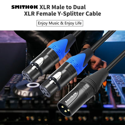 Smithok XLR Splitter Cable,Dual Female to Male Y Cable (XLR Splitter 3 Pin 2 Female to 1 Male),Balanced Microphone Splitter Cord Audio Adaptor - 1.6ft /0.5m - size: 1 Pack 1.6 ft