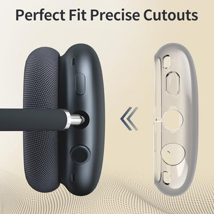 Fintie Case for AirPods Max 2 (2026) and AirPods Max 1 (2020/2024), Black | Clear TPU Ear Cup Cover, Silicone Ear Pad and Headband Cover, Skin Protector Accessories - color: Black