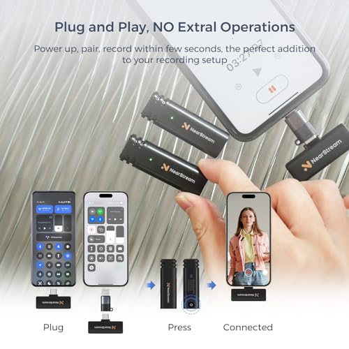 NearStream 2.4GHz Wireless Lavalier Microphone for iPhone/Android/Tablet/PC