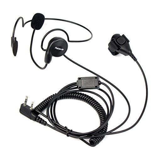 Retevis Behind Head Walkie Talkie Headset, for RT22/RT68/RT21/H777/RT68H | with Boom Mic, Compatible with Pxton, Baofeng, Kenwood Walkie Talkie, Two Way Radio Headset with Finger PTT(1 Pack)