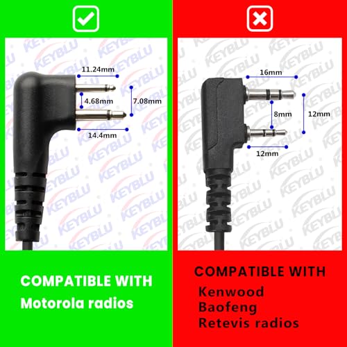 D Shape Earpiece CP200d, CLS1410, CLS1110, CP185, CP200, RDM2070d Headset with Big PTT for 2 Pin Walkie Talkie Radio (Motorola) - color: Motorola