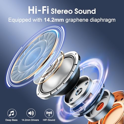 Wireless Earbuds 75H Bluetooth 5.4 Sport Headphones with Earhooks, Black | IPX7 Waterproof In-ear Buds Feature ENC Noise Cancelling Mic & Deep Bass. Stereo Sound Device for Gym Running Workout - color: Black