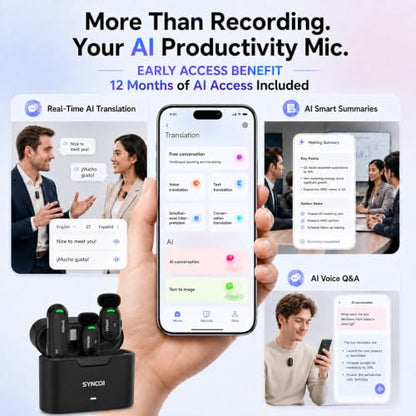SYNCO AI Mini Wireless Lavalier Microphone for Android USB-C Creators