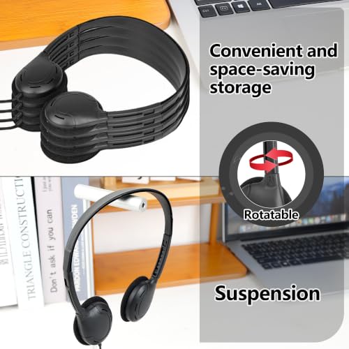 10 Pack USB C Headphones Bulk for Classroom Kids, Wired On Ear - color: Black, size: 10 Pack