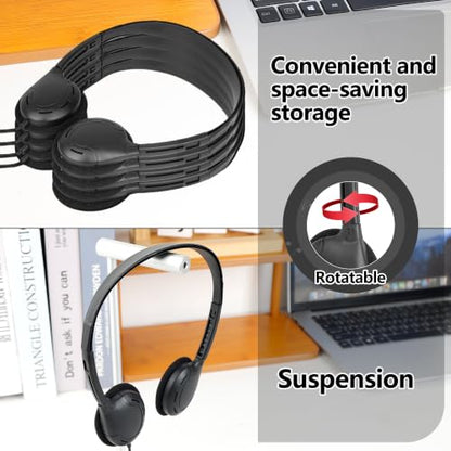 10 Pack USB C Headphones Bulk for Classroom Kids, Wired On Ear - color: Black, size: 10 Pack