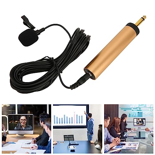 Cuifati 3.5mm Wired Lavalier Microphone Omnidirectional Condenser Mic On Lapel Mic with 16.4ft Cable and 6.5mm Adapter for Phones Cameras Computers