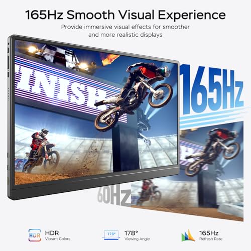 MNN 17.3" QHD 165Hz USB-C HDMI Gaming Monitor | 17.3" QHD 165Hz IPS 100% sRGB, USB-C/HDMI, kickstand, slim metal, travel gaming for PC/Phone/PS5/Xbox. - size: 17.3" 2.5K