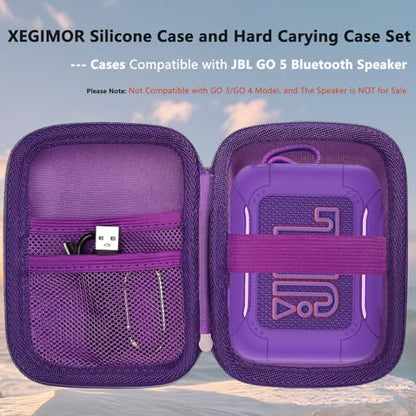 Silicone Cover and Hard Carrying Case for JBL Go 5 Bluetooth Speaker | Protective Cases for Go 5 Speaker Accessories, Scratch-Resistant and Drop-Proof Cover (Purple) - color: Purple