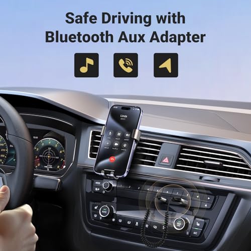 UGREEN Aux to Bluetooth 6.0 Adapter 3.5mm Bluetooth Receiver for Car USB 2.0 to 3.5mm Jack Kit with Built-in Microphone Aux Input for Hands-Free Calls Compatible with Car Speaker and Home Audio - color: Silver