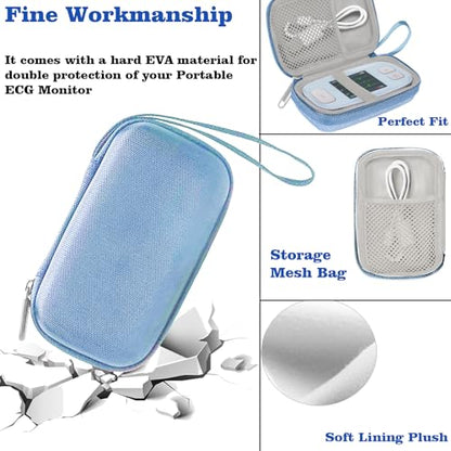 Hard Carrying Case Compatible with EMAY 6L ECG Monitor（Blue） | EMAY 6L carry case protects a portable ECG monitor with a shock-resistant shell and mesh pocket, With waterproof design - color: Blue