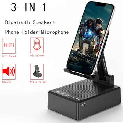 Gifts for Dad Mom Boyfriend,Cell Phone Stand with Wireless Bluetooth Speaker,HD Surround Sound Bluetooth Speaker for Home Kitchen and Outdoors Compatible with Mobile Phone, Gifts for Men Women(Black)