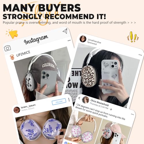 for Apple AirPods Max,Clear Flower Soft TPU Case for Women Girly,Black | Ear Pad Case Cover/Ear Cups Cover/Headband Cover for AirPods Max Headphones (2024/2020)Transparent AirPod Max (USB-C) - color: Black Flower
