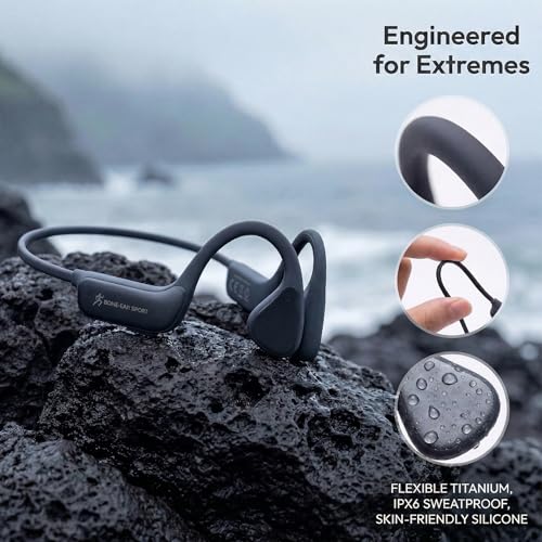 Bone Conduction Headphones, Bluetooth 5.4 Open-Ear Sports Headphones | Wireless with Mic, 12H Playtime, IPX6 Sweatproof, Secure Fit for Running, Cycling and Workouts (Black) - color: Black